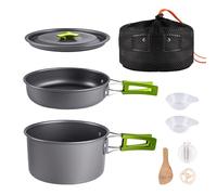 aiGear Camping Cooking Set/Camping Pots and Pans 8 Piece Green Aluminum
