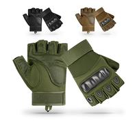 aiGear Fingerless Gloves for Men | Soft Rubber Protection | Fingerless Work Gloves | Anti-Slip Shock | for Warehouse Training Mountain Bike Gym Sports (Green XL)