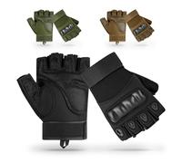 aiGear Fingerless Gloves for Men | Soft Rubber Protection | Fingerless Work Gloves | Anti-Slip Shock | for Warehouse Training Mountain Bike Gym Sports (Black M)
