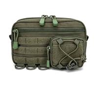 aiGear Molle Pouch Green Multi-Compartment with Hook and Loop