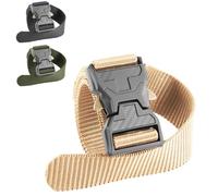 aiGear Tactical Belt for Men | Metal Buckle Quick Release | Utility Safety Belts | Adjustable Nylon Waist Webbing | for Outdoor Sports Camping Running Climbing 130cm (BTB-G)