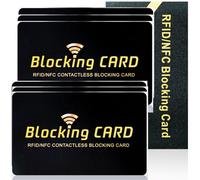 Aigee RFID Blocking Cards 6 Pack, Contactless NFC Debit Credit Card Passport Protector, One Card Protects Entire Wallet for Men and Women, New RFID Blocking Technology No Batteries Required (Black