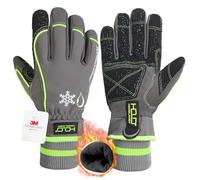 AIGEVTURE Cold Weather Work Gloves Men Winter Mechanic Gloves Waterproof Women Insulated Winter Gloves with Thermal Fleece Touchscreen Green (Large)