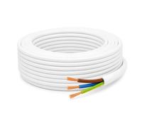 AIGHER 0.5mm² 3 Core 2183Y White PVC Flexible Cable, Stranded Copper Conductors, PVC Insulated & Sheathed, 3 Amp Electrical Flex Cable - 100 Metre Drum