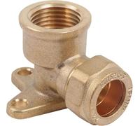 Aigher 15mm Compression Elbow Wall Plate, Brass Plumbing Fitting for Outside Tap, 15mm x 1/2 inch Female Thread