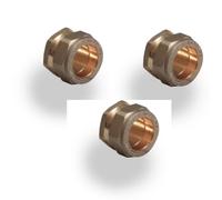 AIGHER Compression End Cap Fittings, 15mm, Brass and Copper, Pack of 3