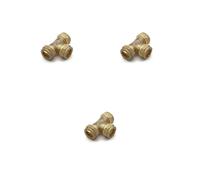 Aigher Compression Equal Tee Fitting, 15mm Diameter, Pack of 3, Brass, WRAS Approved