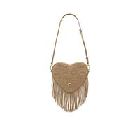 Aigner Heart Pouch Fringed Zipper Pocket Oat Beige