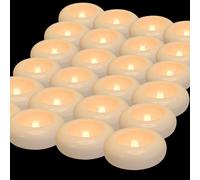 Aignis 24 Flameless LED Floating Candles, 3-Inch Plastic Battery Operated Tealights, Glow Time Over 120 Hours, Cozy Romantic White Light, Suitable for Pool/Bathtub/Hot Bath/Wedding Centerpiece Decor