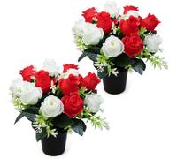 AIGOCITY 2PCS Grave Flower Pots,Artificial Flowers for Graves Roses