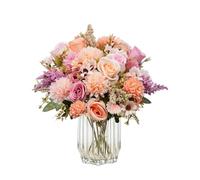 AIGOCITY 4 Bunches Artificial Rose Flowers,Silk Faux Flower Bouquet