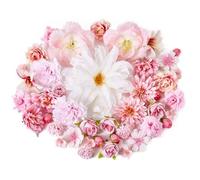 AIGOCITY 42 PCS Artificial Flower Heads Mini Craft Fake Flowers Decoration Silk Pink Flower Heads Bulk Mix for DIY Wedding Party Hair Accessory Home Decor Scrapbooking