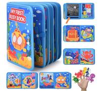 AIGOCITY Busy Board Montessori Toy for 1 Year,Busy Book with 3D Sea Theme,10-in-1 Quiet Book for Early Education,Activity Board Gift Toy for 1 2 3 4 5 Years Girls Boys