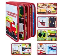 AIGOCITY Busy Board Montessori Toy from 1 Year, Busy Book with 3D Transport Theme, 10-in-1 Quiet Book for Early Education, Children's Activity Board Gift Toy from 1 2 3 4 5 Years Girls Boys