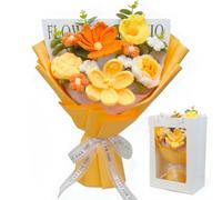 AIGOCITY Crochet Flower Bouquet,Handmade Knitted Artificial Flowers Orange