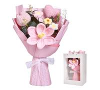 AIGOCITY Crochet Flower Bouquet,Handmade Knitted Artificial Flowers Pink