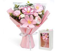 AIGOCITY Crochet Flower Bouquet,Handmade Knitted Artificial Flowers Pink