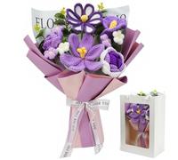 AIGOCITY Crochet Flower Bouquet,Handmade Knitted Artificial Flowers Purple