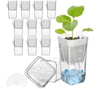 AIGOHOM 10 Pack 2" Small Self-Watering Plant Pots for Indoor Plants with 10 Plant Label Mini Clear Plastic Planters with Water Level and Drainage Holes for Propagation Succulents and African Violet