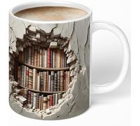 Aigori Library Bookshelf Mug, Cool Bookish Ceramic Coffee Mug, Book Lovers Gifts for Readers, Creative Book Club Mug(11oz), Novelty Gifts for Birthday Christmas Men Women Friends