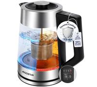 Aigostar 1.7L Glass Kettle, 5 Temp Settings & Anti-Scale Ceramic Base | 2200W Fast Boil, Anti-Limescale Ceramic Base, Removable Tea Infuser, Colour-Changing LED & BPA-Free Glass
