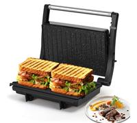 Aigostar 1000W Sandwich Toaster & Panini Press, Deep Fill Toastie Maker for 2 Slices, 180° Flat Grill Plates with Non-Stick Coating, Easy Clean - York Pro