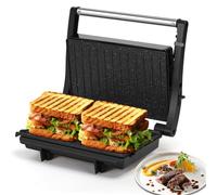 Aigostar 1000W Sandwich Toaster & Panini Press, Small Deep Fill Toastie Maker for 2 Slices, 180° Flat Grill Plates with Non-Stick Coating, Easy Clean - York Pro