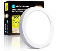 Aigostar Ultra-Thin 12W Round Surface Mounted LED Ceiling Lights, 1300Lumen Warm White 3000K, LED Panel Ceiling Lamp for Living Room, Kitchen, Bulkhead, Porch, Bedroom, and Utility Room