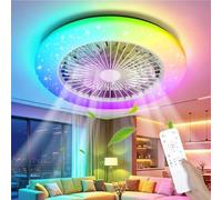 Aigostar 18.7" Ceiling Fan with Light and Remote Control, 40W 4800LM Dimmable CCT RGB LED Ceiling Fan Light for Bedroom, Quiet DC Motor Flush Mount Fandelier, 6 Speeds