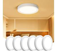 Aigostar 18W LED Ceiling Light, LED Ceiling Lights 6 Pack, 1980LM LED Light Fittings Ceiling, Round LED Ceiling Light 3000K, 165W Equivalent, Flush Ceiling Light for Bedroom, Kitchen, Porch