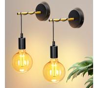 Aigostar 2 Pack E27 Metal Wall Sconces Without Bulbs