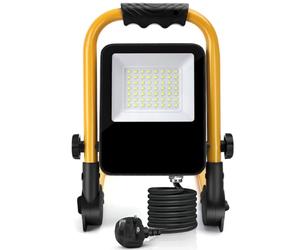 Aigostar 240V Work Light, Job Site Light 30W 2700LM, Attic Portable Led Work Lights Main Powered, Plug in Folding Floodlight with 5.9ft Cord, IP65 Waterproof 6500K Builders Construction Lights