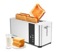 Aigostar 4 Slice Toaster Long Slot, Stainless Steel Toaster Extra Wide Slots, Digital Touch Control with LCD Display, 7 Browning Levels, Cancel Defrost Reheat Functions, 1400 Watts, Vigour 30O4F