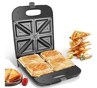 Aigostar 4 Slice Toastie Maker - 1400W Fast Heat Up, Deep Fill Sandwich Toaster with Auto Temp Control, Non-Stick Grill Plates for Toasted Cheese Snacks, Easy to Clean, Black - Dylan 02J51