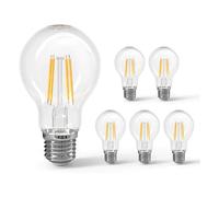 Aigostar 6W E27 LED Filament Bulb, Clear 700 Lumen Golfball Bulb Edison Screw Bulb 2700K, 5 Pack Energy Saving LED Bulb E27 Globe Clear