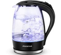 Aigostar Adam 30KHH Glass Electric Kettle 2200W Fast Boil 17L BPAFree Water Boiler with LED Light Auto ShutOff BoilDry Protection Borosilicate G