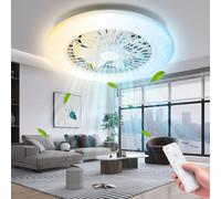 Aigostar Ceiling Fan Light,40W Ceiling Fan with Light and Remote 4800LM, 6 Speeds Fans Lights Dimmable, CCT 2700K-6500K, Quiet LED Fans Lamp 25dB Φ47.5cm Timer