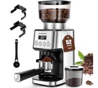 Aigostar Conical Burr Coffee Grinder, 52 Settings & Anti-Static Container | 52 Grind Settings, Stainless Steel Burr, 320g UV Hopper, LCD Touch Control & Dual Portafilter Cradles (51-58mm)