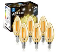 Aigostar E14 Led Light Bulb 4W Warm White 2200K Candle Bulbs Pack Of 6