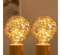 Aigostar E27 LED Bulbs, Edison Screw Vintage Bulb 2500K, G95 Globe Large Light Bulb, Retro Amber Glass Decorative LED Filament Light Bulbs 2 Pack