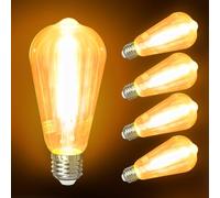 Aigostar E27 Screw Bulb, 10W E27 LED Bulb 1100LM, Energy Saving LED Vintage Bulbs Edison Screw, Warm White 2200K, Decorative Filament Bulbs ST64, 77W Equivalent Pack of 6
