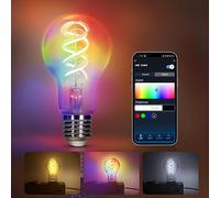 Aigostar E27 Smart Bulb, Alexa Light Bulbs, Colour Changing Light Bulb Vintage Smart Bulb, Dimmable Smart Filament Bulb, WiFi Bulb E27 Works with Alexa &Google Home, 4.9W, 420lm Vintage LED Bulb A60
