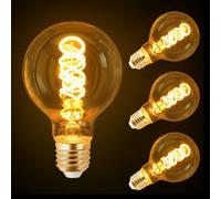 Aigostar E27 Vintage Edison Screw Bulb, 4W LED Spiral Filament Light Bulbs, G80 Decorative, Warm White 1800K, 40W Equivalent, Pack of 3