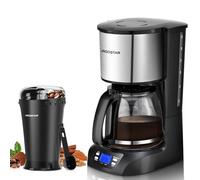 Aigostar Electric Coffee Grinder & Filter Coffee Machine Set, Programmable Coffee Maker with Reusable Filter & Electric Coffee Bean Grinder Set