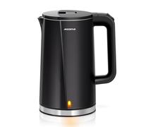 Aigostar Electric Kettle, Quiet Fast Boil Kettles Cordless, Double-Walled Anti-Scald Tea Kettle Black, Stainless Steel Interior, 2200W - Aubrey