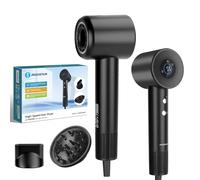 Aigostar High Speed Hair Dryer 110,000 RPM, Professional Ionic Blow Dryer with LED Display & Temp Light Ring, Fast Drying 65m/s, 4 Temp & 2 Speed, Magnetic Concentrator & Diffuser, Low Noise - Airjet