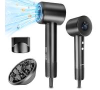 Aigostar High Speed Professional Hair Dryer with 110,000 RPM Brushless Motor, 500 Million Negative Ionic, Low Noise Design, Travel Hairdryer for Women & Men with Magnetic Nozzle & Diffuser - Airjet