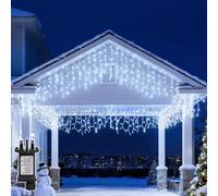 Aigostar Icicle Outdoor Christmas Lights, 5M 100 LEDs, IP44 Waterproof, 8 Modes with Timer & Memory, Cool White Fairy Lights for House Roof, Gutter, Garden, Window Decor (0.4m Uniform)