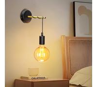 Aigostar Indoor Wall Lamps Vintage E27, Wall Sconce Lights Metal, Black Wall Lights for Living Room Bedroom Kitchen Hallway Bar (Bulb Not Included)