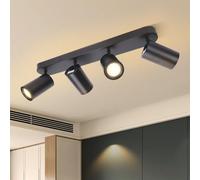 Aigostar Kitchen Ceiling Lights, Black 4 Way LED Ceiling Spotlight Bar, GU10 Spot Light Fitting for Bedroom, Hallway, Living Room